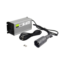LED status lights on Club Car charger showing charging progress