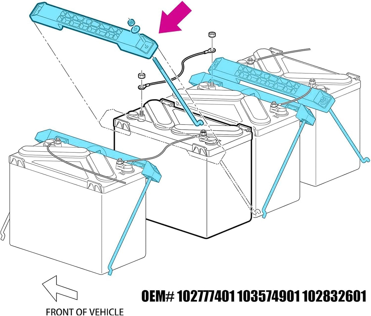 Club Car DS 12V installation image with CartClan hold down installed