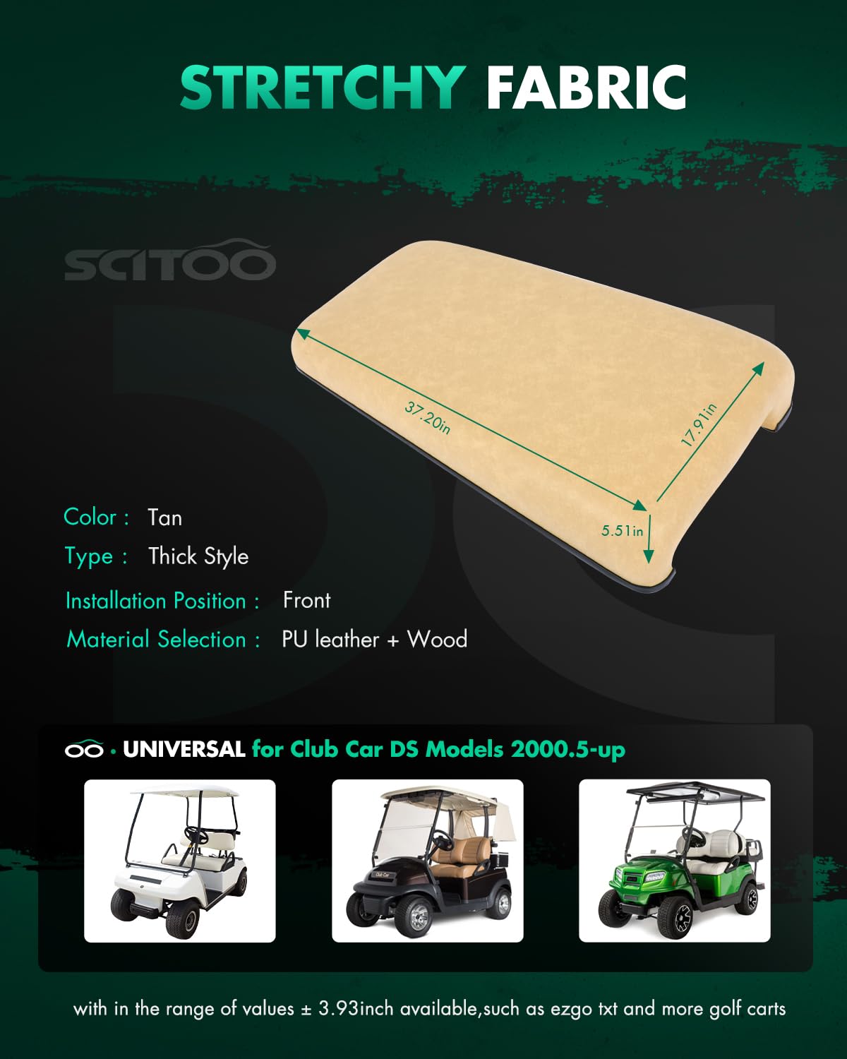 SCITOO club-car DS front-seat cushion 2000.5+—precise fit and refreshed appearance.