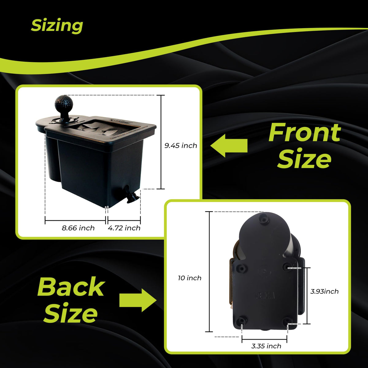 Club Clean black unit mounted on a golf cart for rugged durability