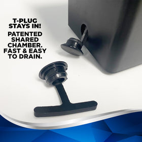 Club Clean features a reusable T-drain plug for easy draining and reuse.
