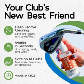Club Doctor Golf Club Cleaner Spray cleans grooves for clearer contact.