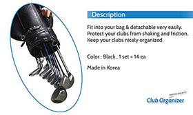 Club Organizer system arranges irons for quick, hassle-free access.