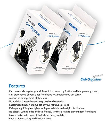 Club Organizer protects shafts from friction and scratches during transport.