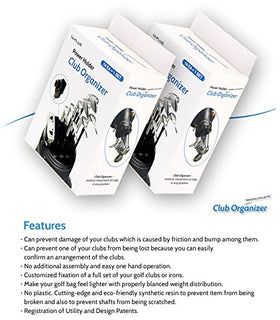 Club Organizer protects shafts from friction and scratches during transport.