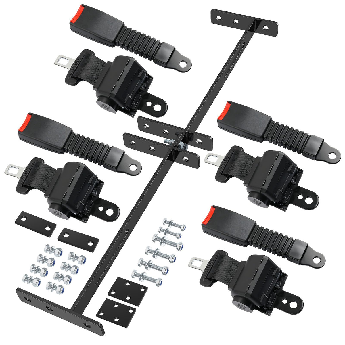 CLUBRALLY 42-inch retractable belts bracket kit front view for universal cart fit