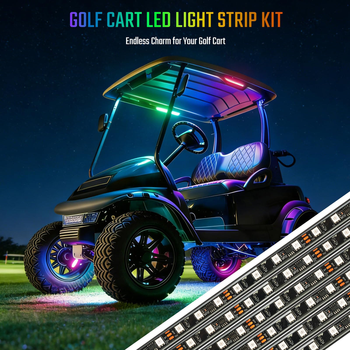 CLUBRALLY 6-pack kit contents include strips and remote