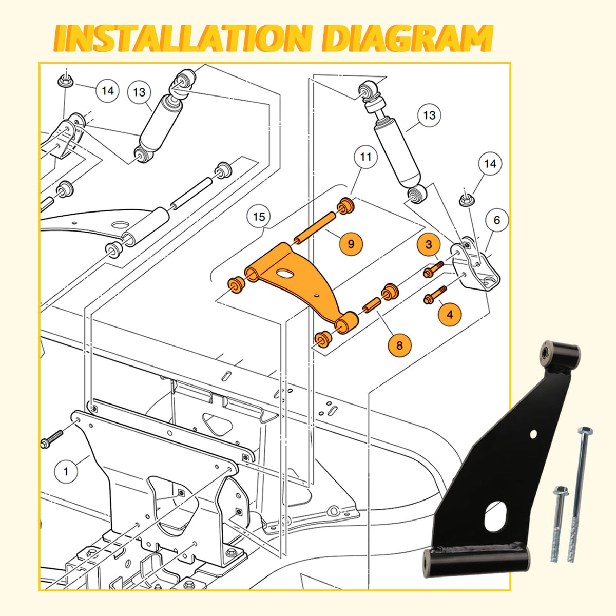 ClubRally A-Arm kit screws secure mounting for confident installation.