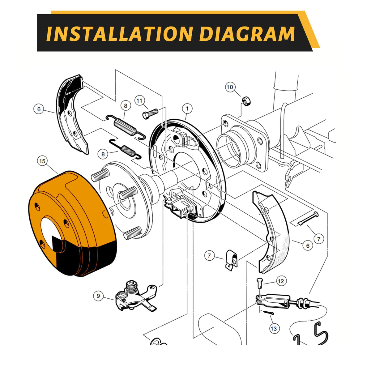 CLUBRALLY brake drum kit for EZGO 17082-G1 enables straightforward installation.