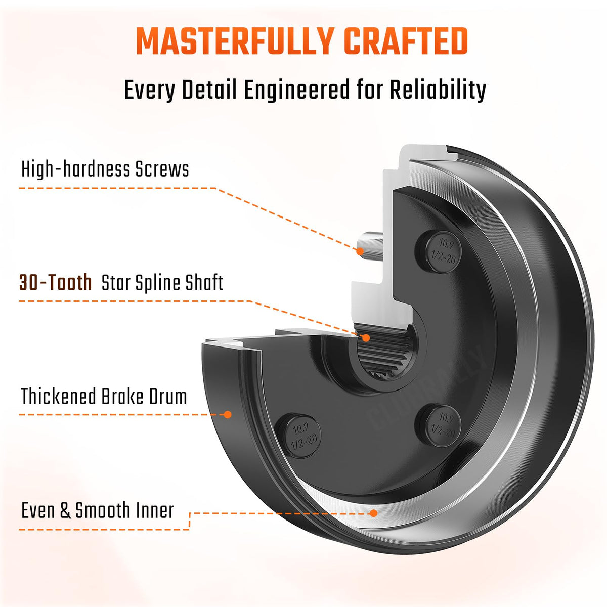 ClubRally brake drum kit OEM21807-G1, two-piece assembly for easy replacement.