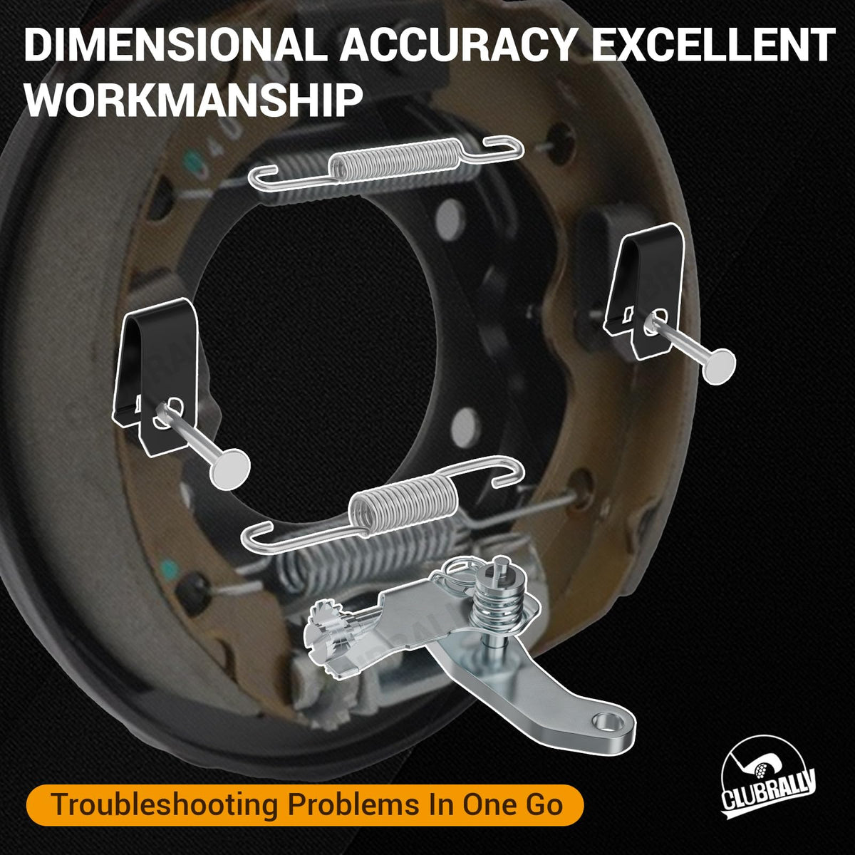 CLUBRALLY brake shoe lever assembly close-up for precise installation