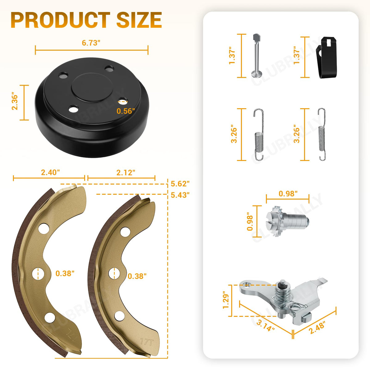 CLUBRALLY brake shoe spring kit, easy tension adjustment.