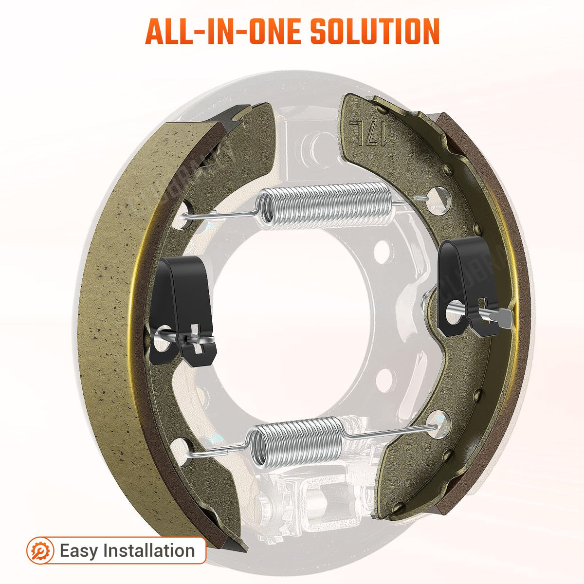 ClubRally brake shoes kit contents with four shoes and spring kit.