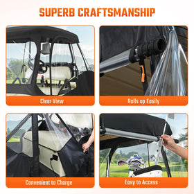 CLUBRALLY clear PVC windows provide 360-degree visibility