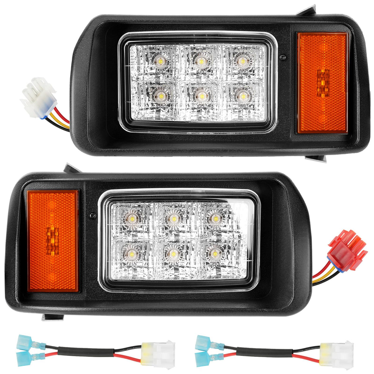 CLUBRALLY Club Car DS LED headlights, passenger side, enhanced night visibility.