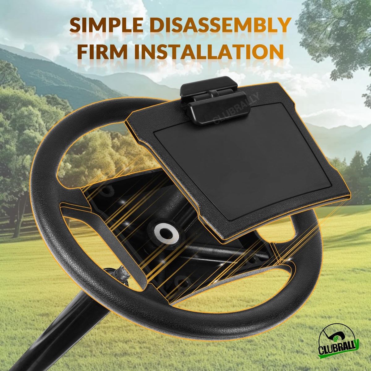 CLUBRALLY Club Car DS steering wheel palm-fit grip ideal for sweaty hands.