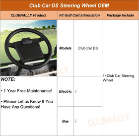CLUBRALLY Club Car DS steering wheel premium look enhances cart aesthetics.