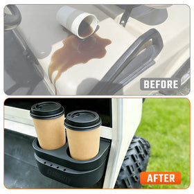 ClubRally DS cup holder installed in cart demonstrates stable placement during rides
