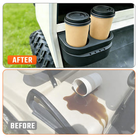 ClubRALLY DS cup holders installed on a golf cart for convenient sipping.