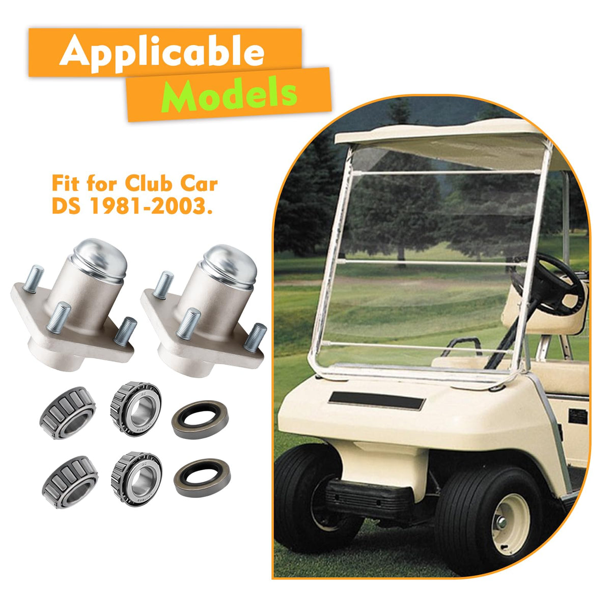 CLUBRALLY DS front hub kit supports Club Car DS models