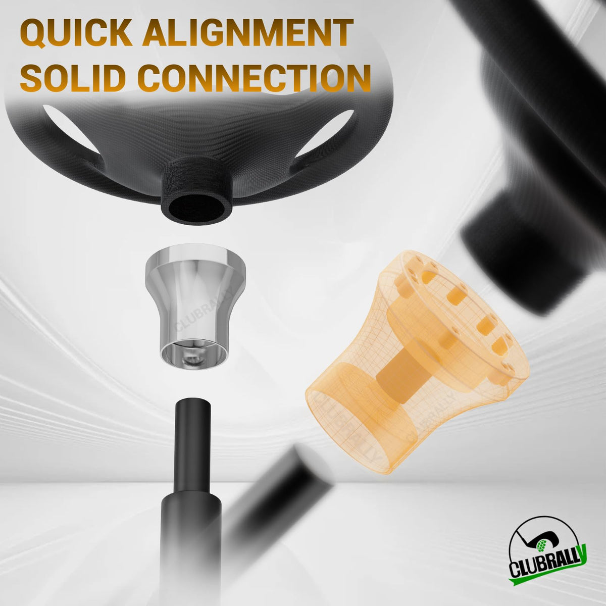 Close-up of CLUBRALLY adapter's aluminum finish with anti-corrosion protection.