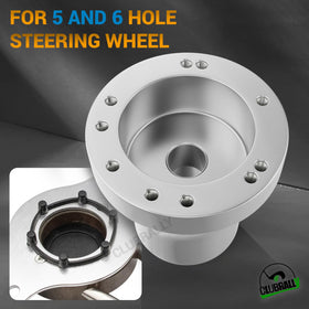 Solid connection between steering wheel and hub for smooth club cart control.
