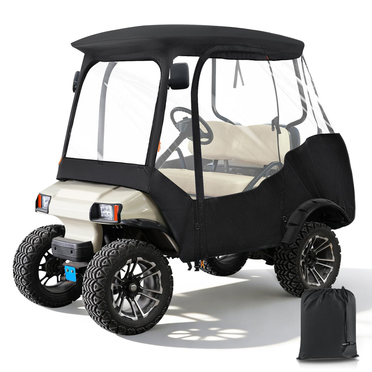 CLUBRALLY ds-4seater enclosure front view with clear windows for all-weather visibility