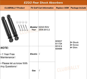 CLUBRALLY durable materials for EZGO RXV rear shocks withstands daily use