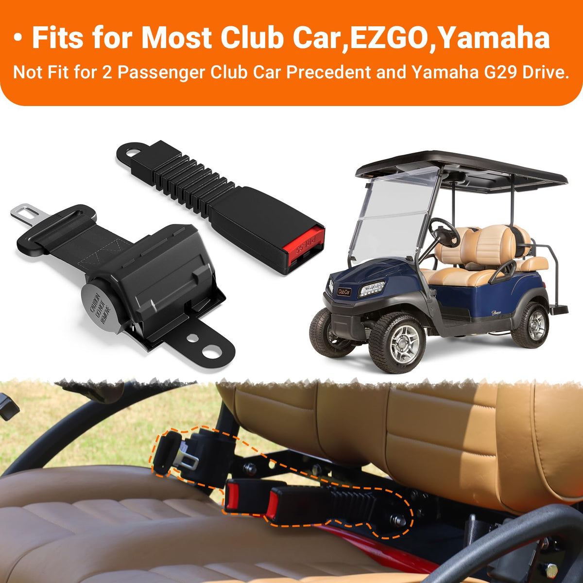 Easy installation process for CLUBRALLY seat belts on golf carts.