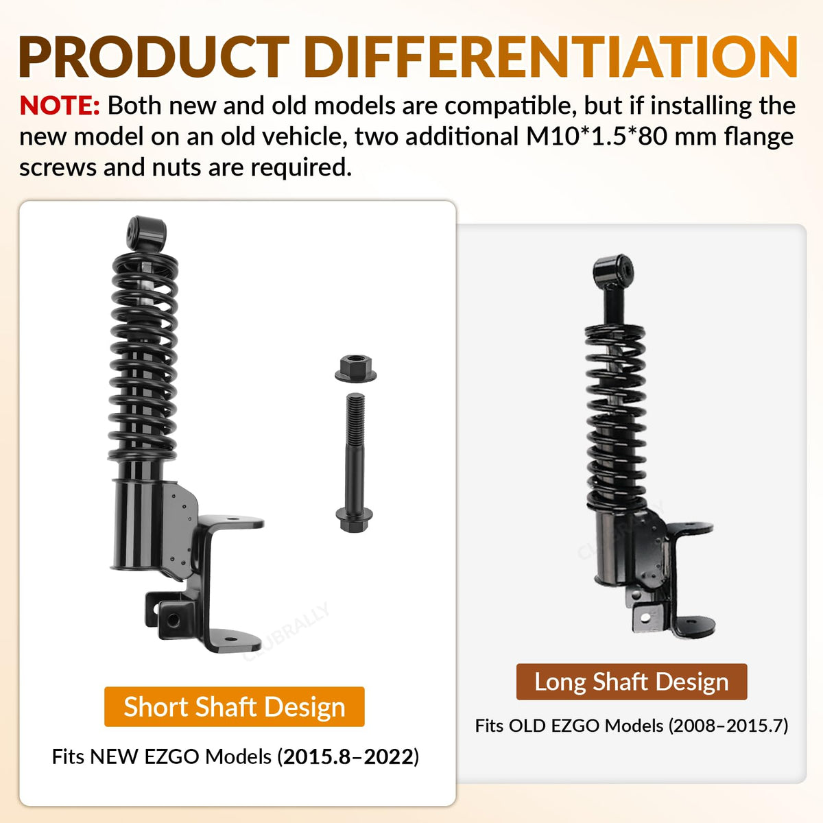 CLUBRALLY EZGO RXV front shock OEM 655529 confirms precise compatibility