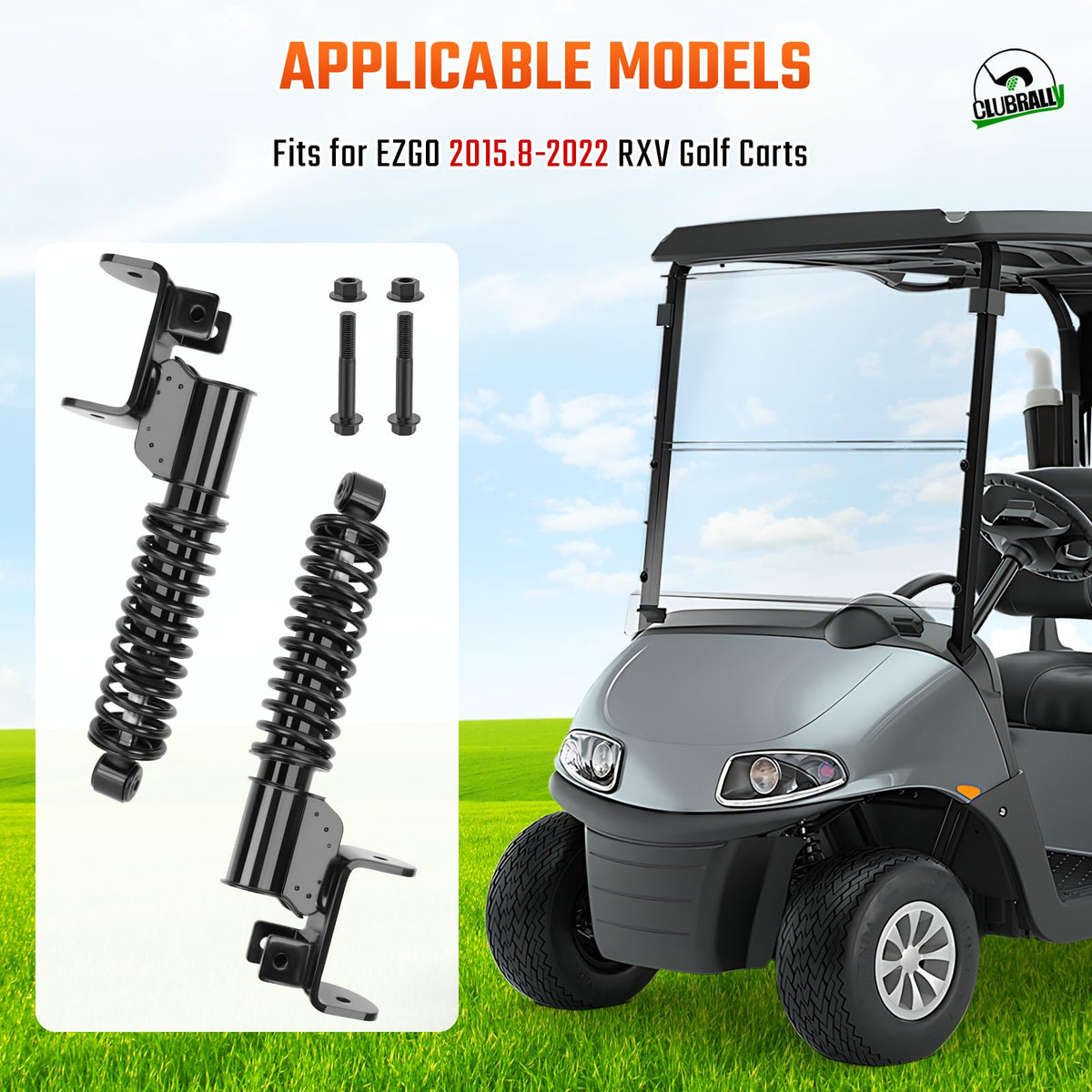 CLUBRALLY EZGO RXV front shocks compatible across 2015.8-2022 models.
