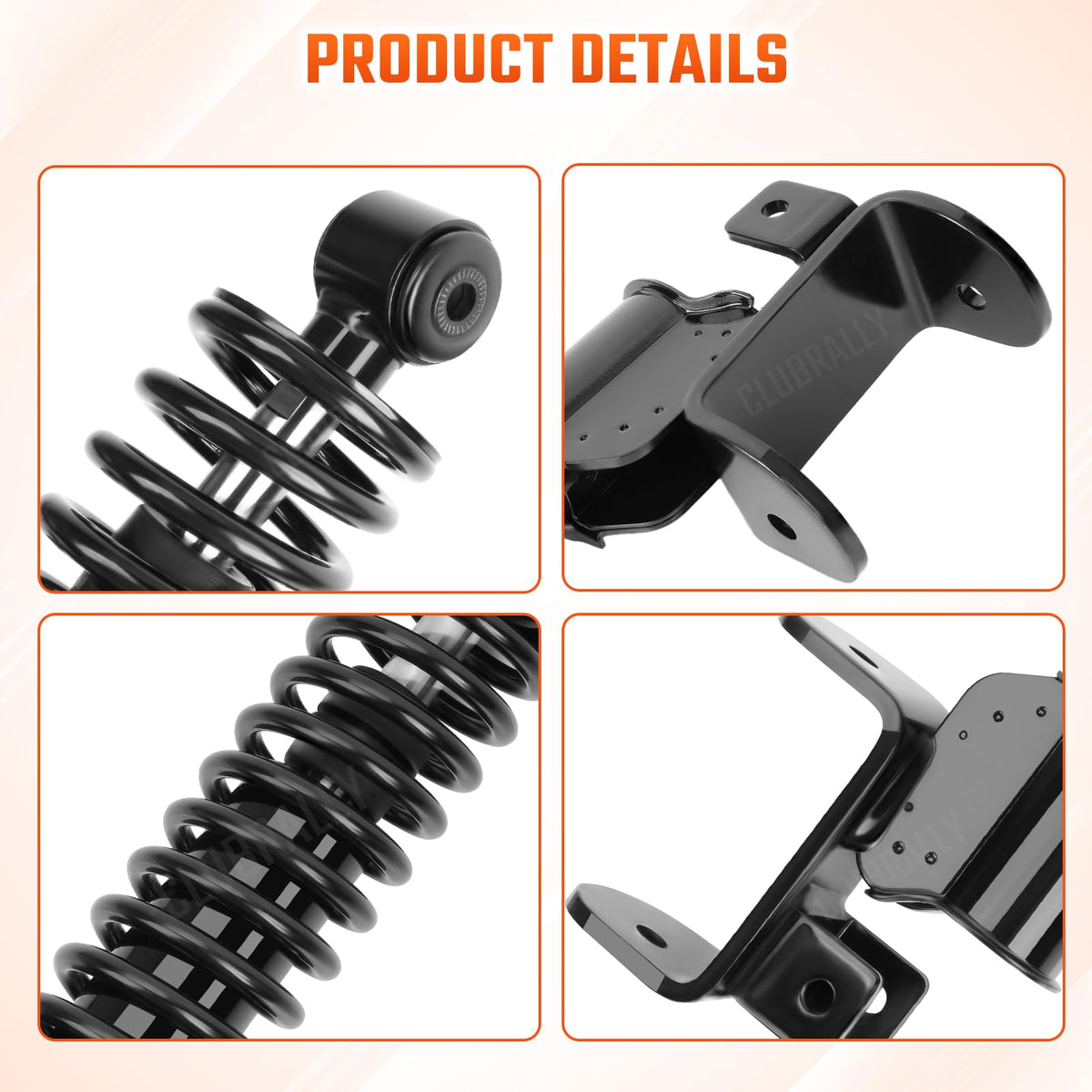 CLUBRALLY EZGO RXV front shocks closeup shows high-strength construction.