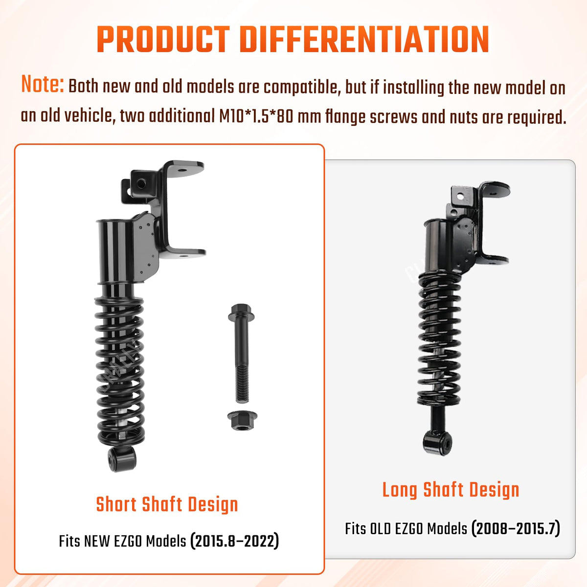 CLUBRALLY EZGO RXV front shocks passenger side enhances ride quality.