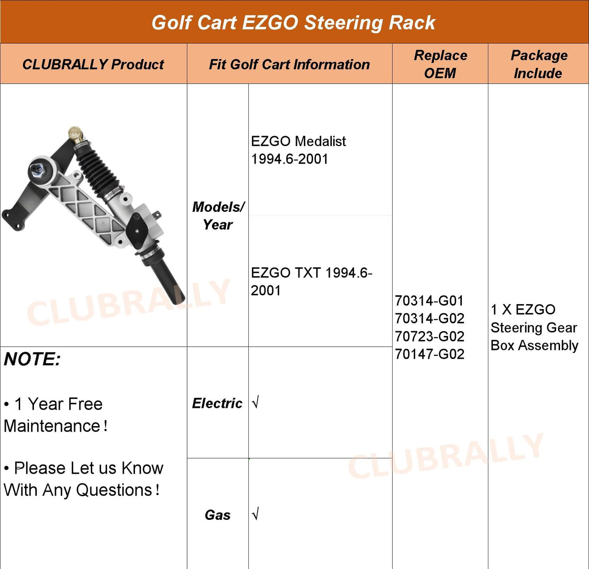 ClubRally EZGO steering rack in-use on cart demonstrates responsive steering.