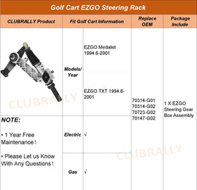 ClubRally EZGO steering rack in-use on cart demonstrates responsive steering.