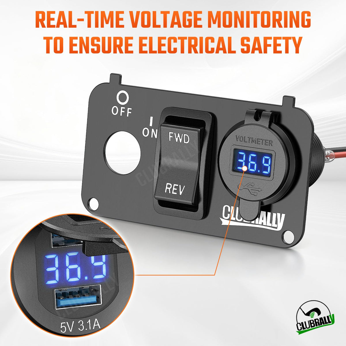 CLUBRALLY EZGO TXT voltmeter display on switch panel