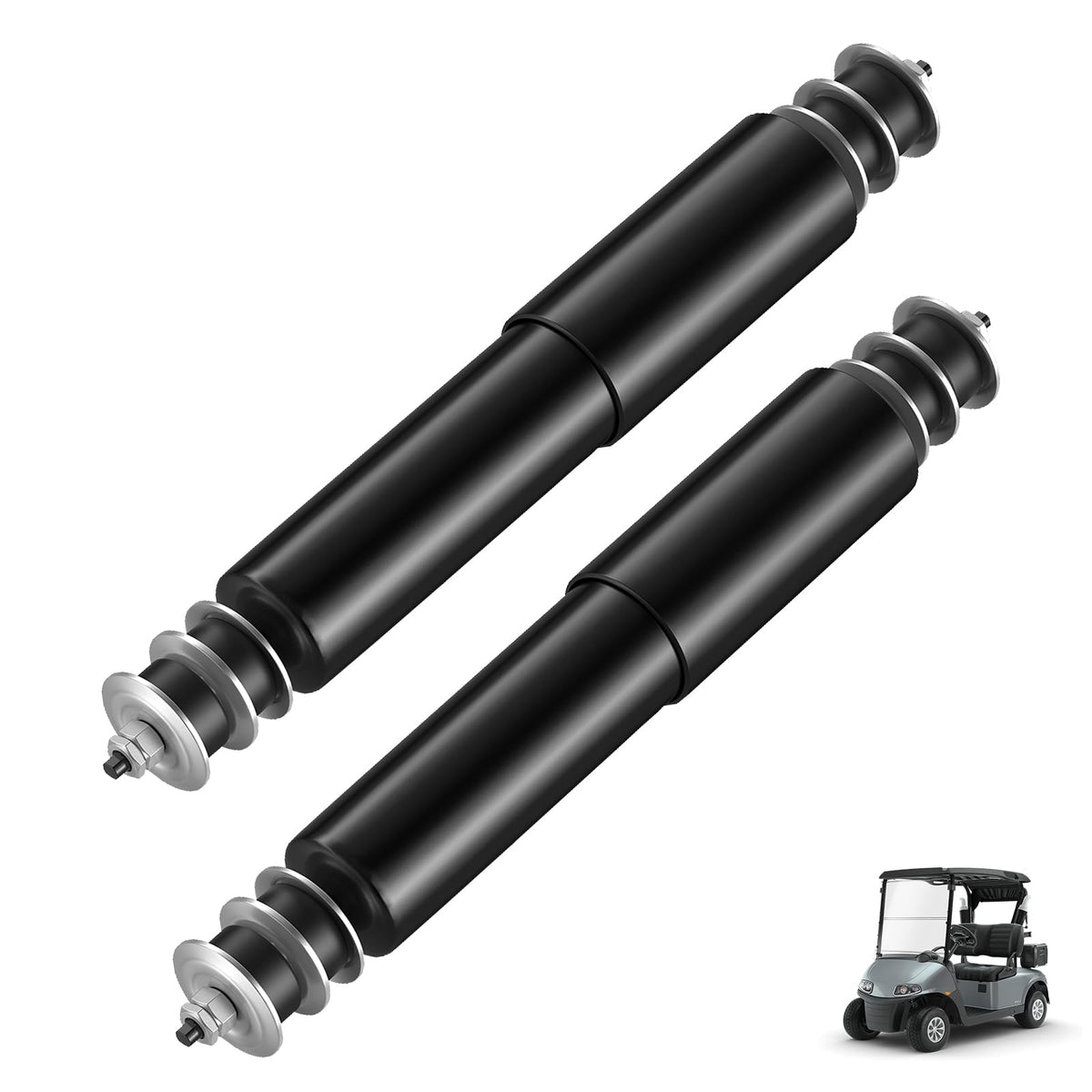 ClubRally EZGO TXT front shocks for smoother handling on uneven terrain