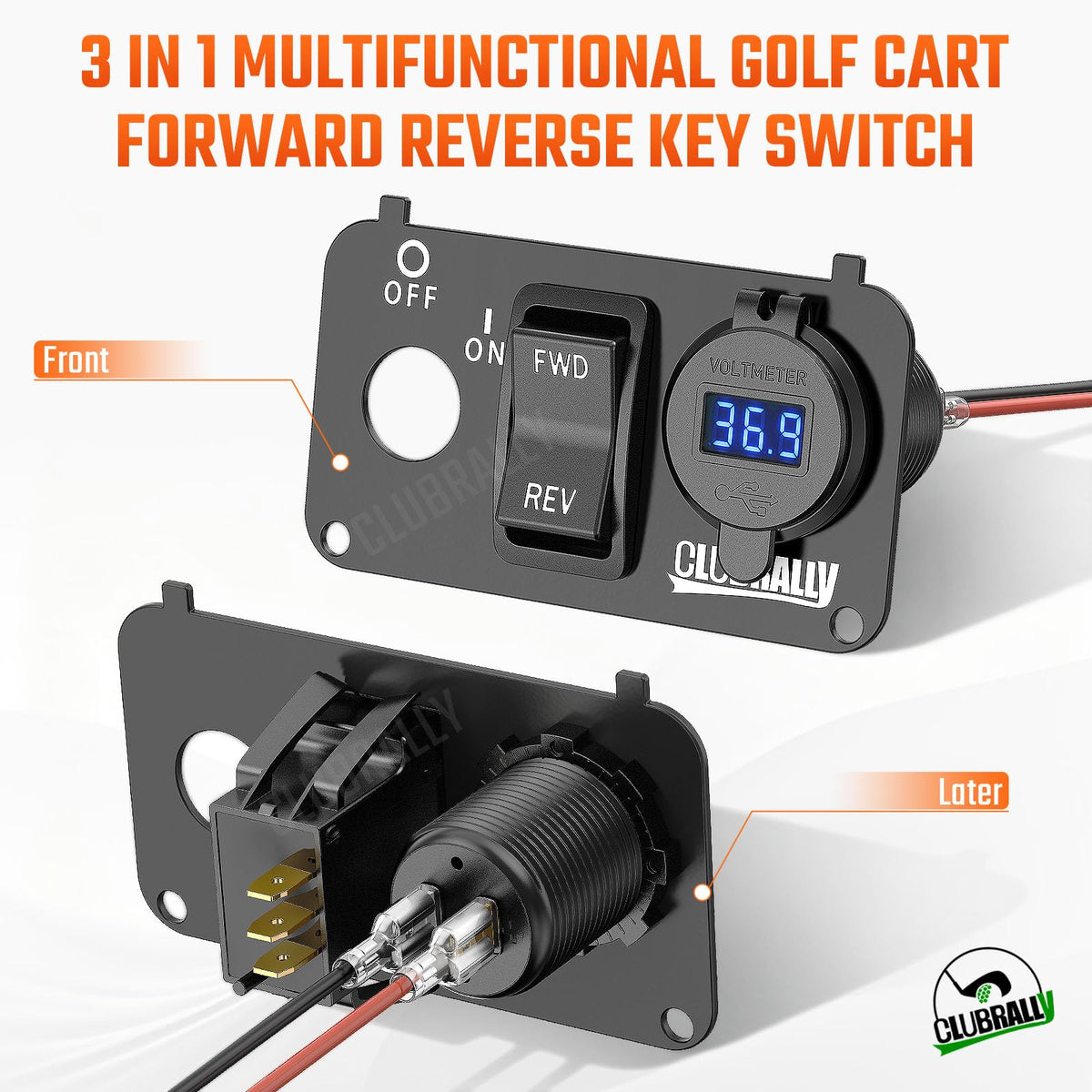 CLUBRALLY EZGO TXT switch panel side connection showing harness plug