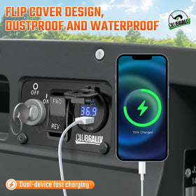 CLUBRALLY EZGO TXT USB charger close-up for dual-device charging