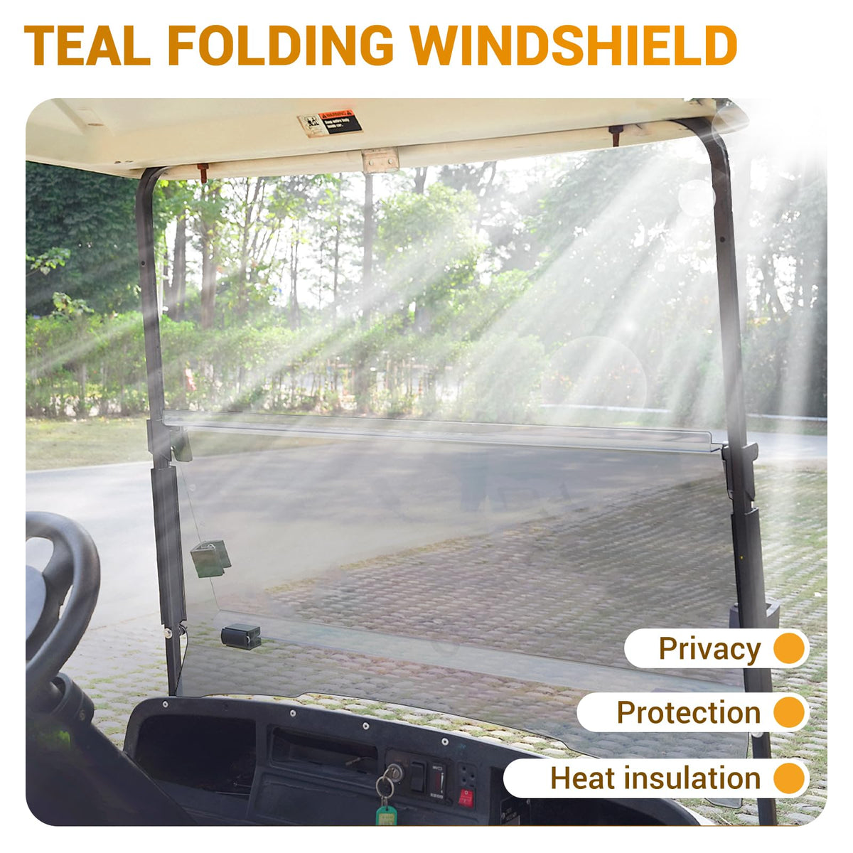 CLUBRALLY EZGO windshield fold-down action showing airflow enhancement
