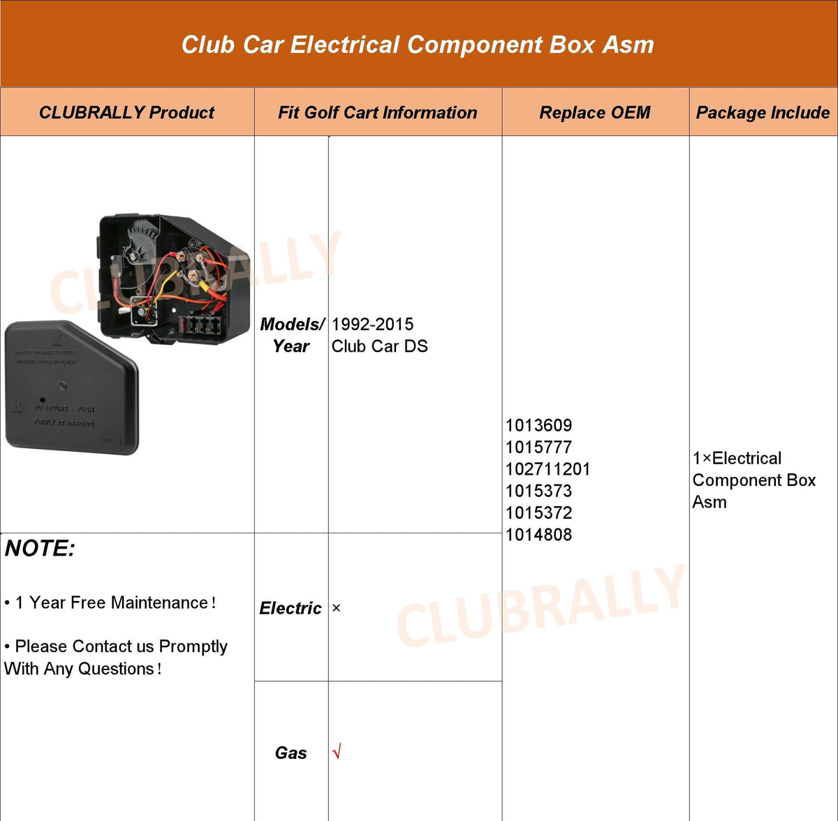 CLUBRALLY compatible with 1992–2015 gas Club Car DS models for a clean replacement.
