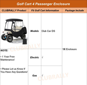 CLUBRALLY fits most 4-seat Club Car DS canopies up to 57.5 inches