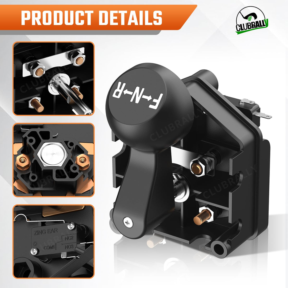 Clubrally forward-reverse switch handle providing secure grip