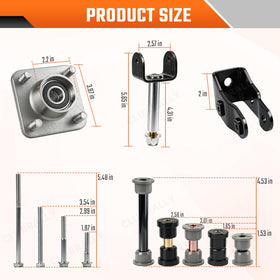 Front bushing kit by ClubRally reduces play and vibration.