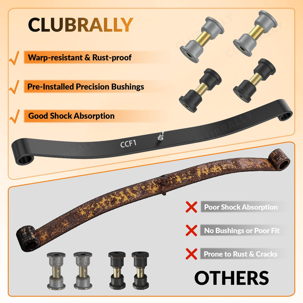 Front leaf spring assembly for Club Car DS and Precedent models