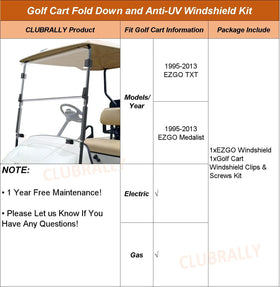 CLUBRALLY front windshield coverage for all-weather EZGO driving