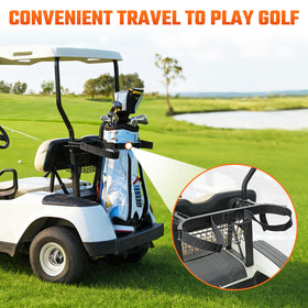 CLUBRALLY bracket mounted on EZGO TXT demonstrates stable bag support