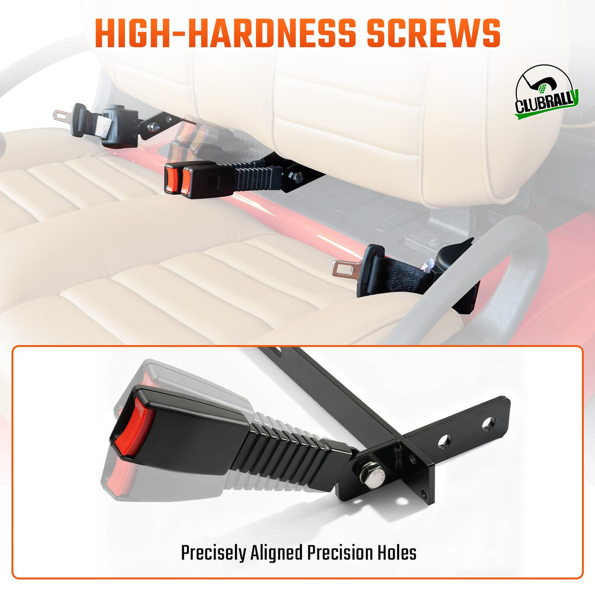 Easy installation without drilling for most 2+2/4+2 golf carts