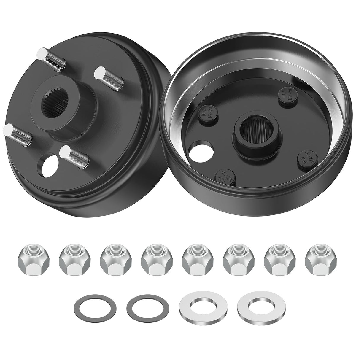 ClubRally brake drum for EZGO, large-hole design, two-piece kit for reliable braking.
