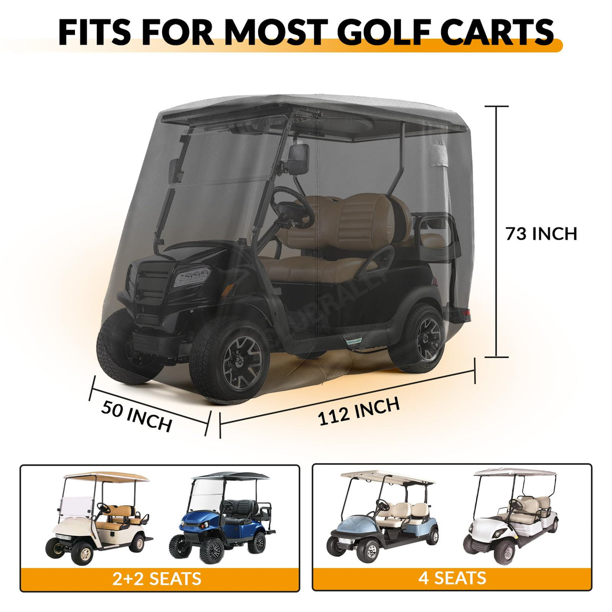 CLUBRALLY golf cart cover fits Club Car, EZGO, Yamaha 2/4-seat carts